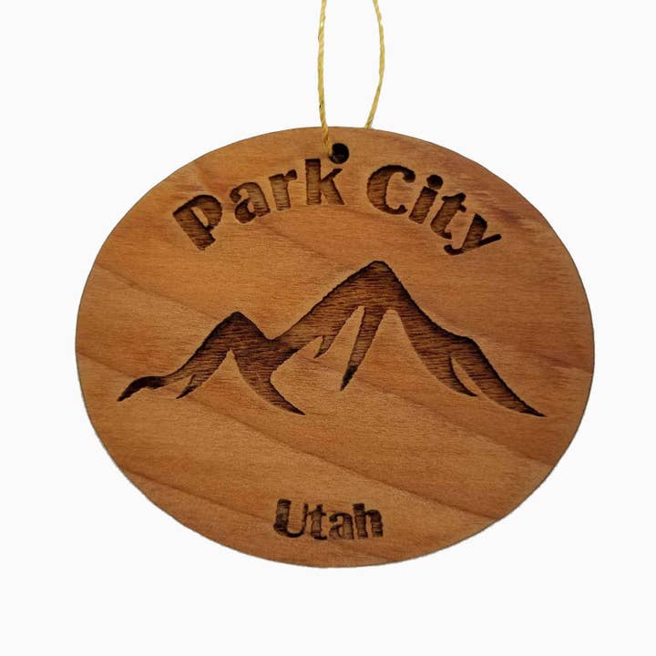 Park City Ornament Wood Souvenir - Mountain Design for wholesale by Happy Wood Products