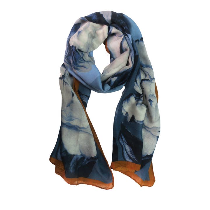 Ladies Luxurious Large Soft Feel Spring Cognag Border Scarf for wholesale by Allesco Inc.