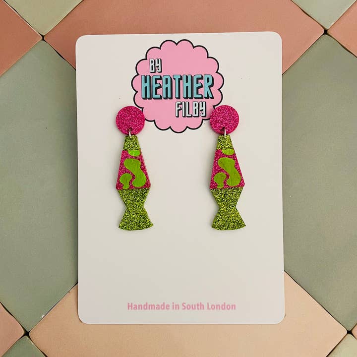 Lava Lamp Glitter Resin Earrings (More Colours) for wholesale by By Heather Filby