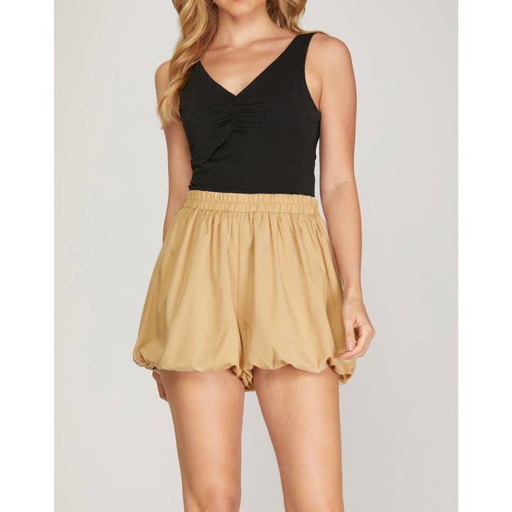 Paperdoll - Wholesale Shorts - Women's - WAIST ELASTIC BUBBLE HEM SHORTS