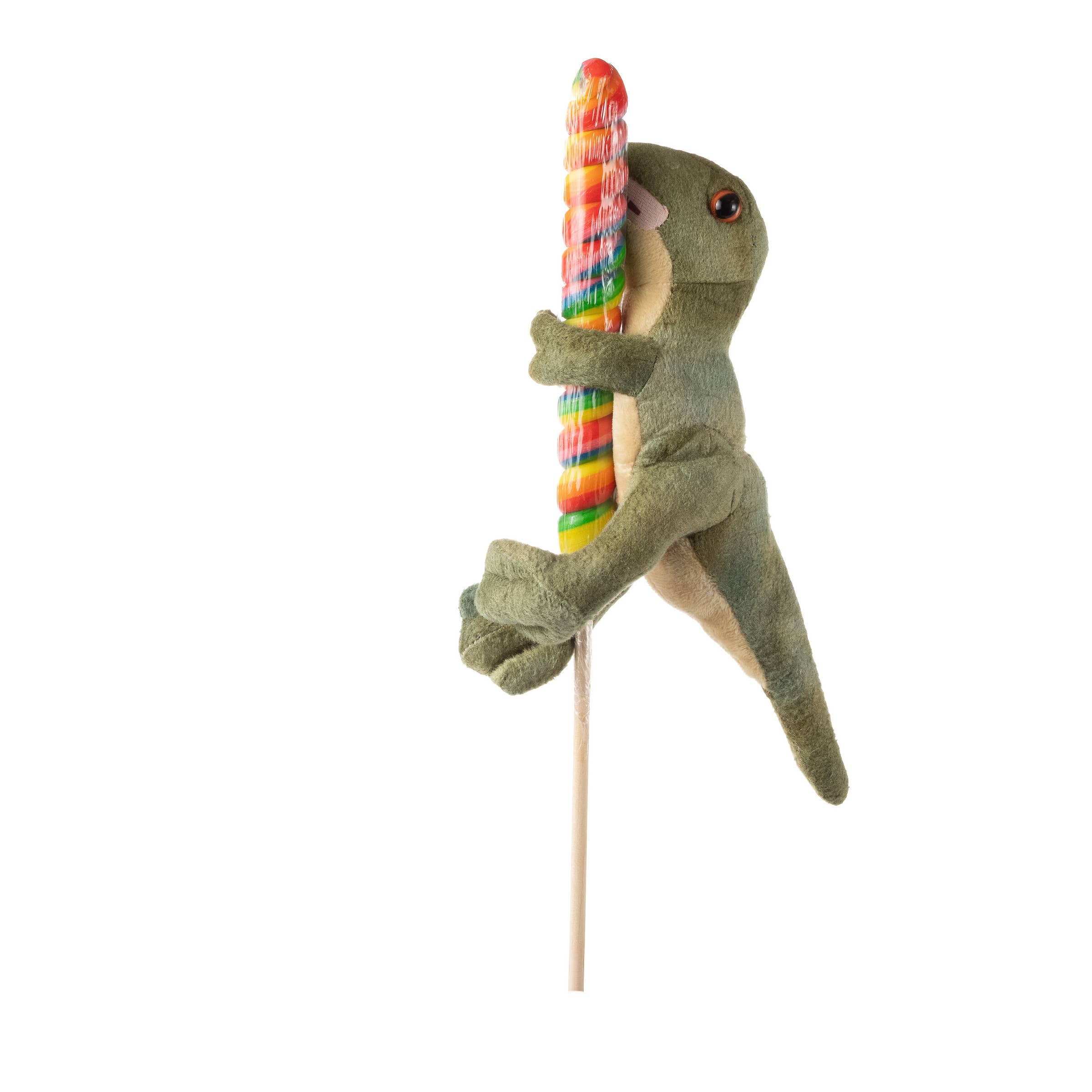 The Petting Zoo - Wholesale Lollipop - 8" (20cm) Lollyplush T Rex Dino w/14" Rainbow Lollipop6