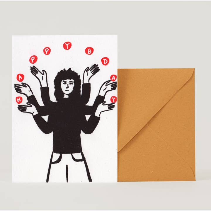 Happy Birthday Juggler Folding Card for wholesale by superjujupress