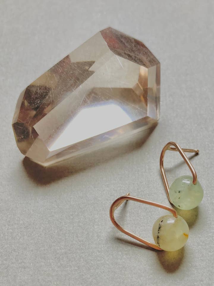 Cove Stud - Minimal Gemstone Arc Frame Stud in Cool Tones for wholesale by Telle of the Hills