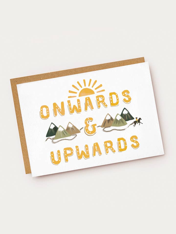 Onwards & Upwards Mountains Encouragement Card for wholesale by Jade Fisher