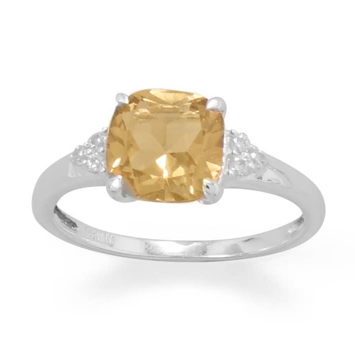Sterling Silver Citrine and CZ Band for wholesale by Silver Stars Collection