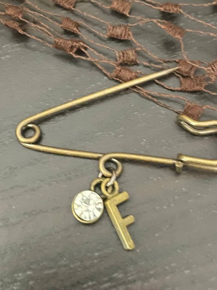 Initial kilt style pins-single for wholesale by Savannah Hoffman Designs Artisan Jewelry