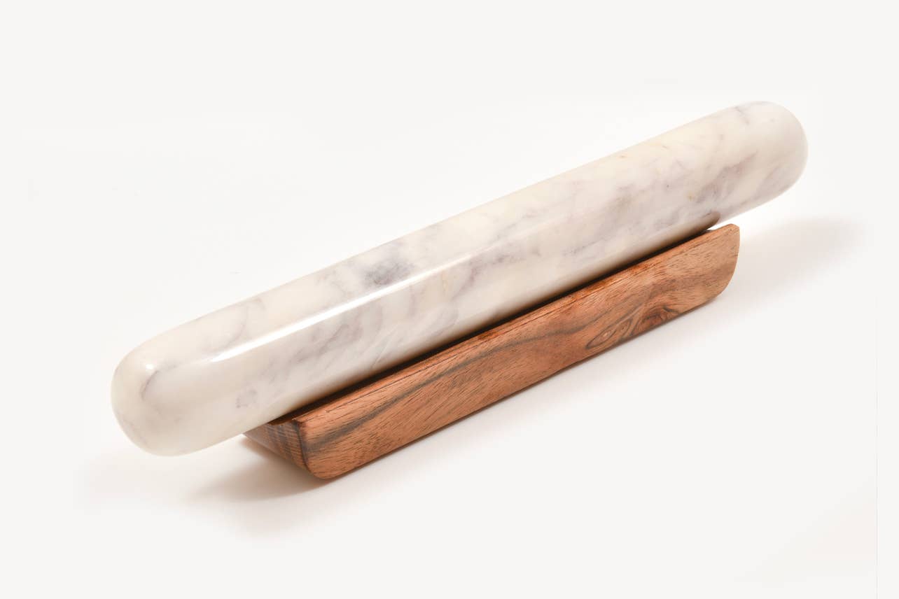 Verve Culture - Wholesale Rolling Pin - White Marble Rolling Pin and Wood Base1