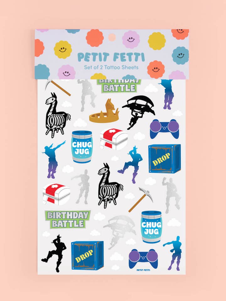Tatouages de jeu de combat 50 pcs | enfant joueur pour la vente par xo, Fetti