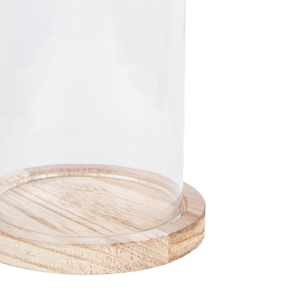 Clayre & Eef - Wholesale Decorative Tabletop Object - 6GL2168 Cloche Ø 12x17 cm Glass Wood Round Glass Bell Jar1