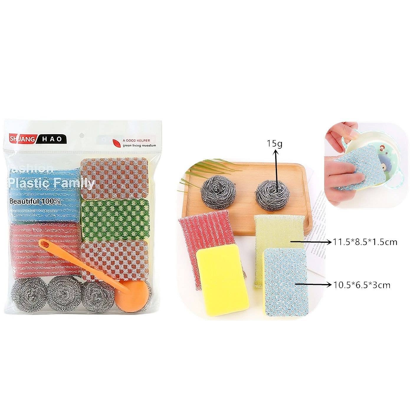 Diacly - Wholesale Kitchen Tool/Gadget - Kitchen Dish Brush Scrub Sponge Set 10pcs1