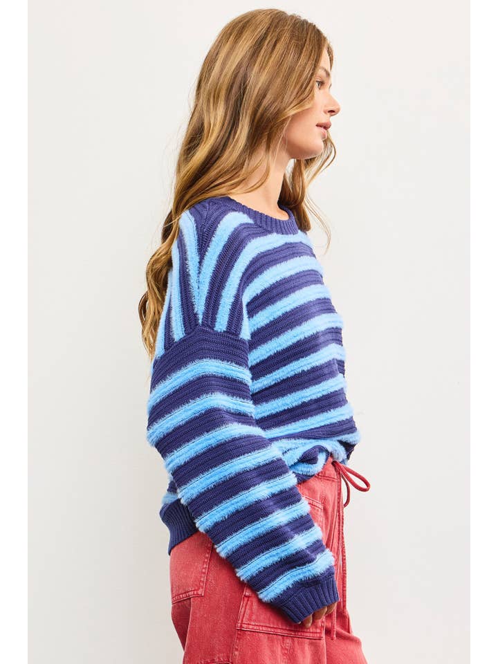 Mustard Seed - Wholesale Knit Sweater - Women's - RIBBED STRIPED TOP
