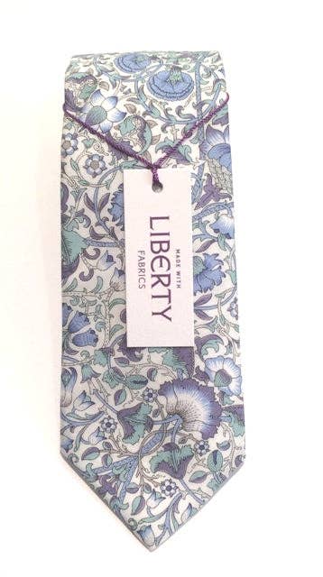 Cecil Jones – wholesale Necktie – Men’s – Lodden Blue Cotton Tie Made with Liberty Fabric2