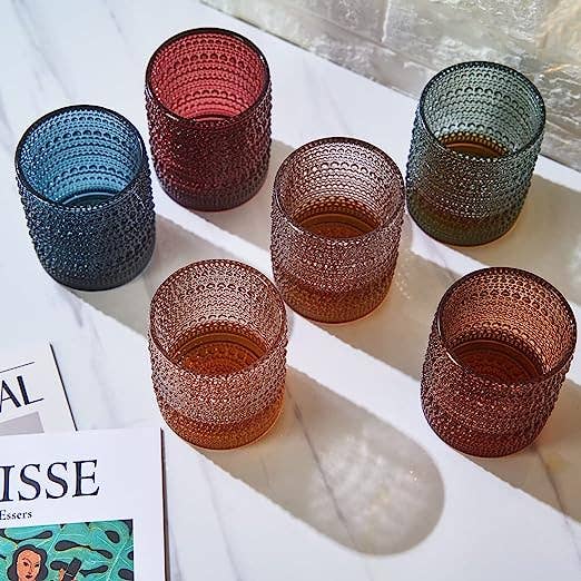 The Wine Savant / Khen Glassware - Wholesale Cocktail/Liquor Glass - Hobnail Colored Beaded Tumbler Drinking Glasses Set of 64
