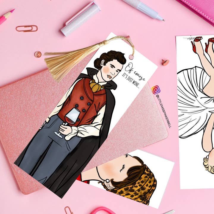 Little Miss PinkerBell - Wholesale Bookmark - Bram Stoker-Dracula Bookmark with Tassel- Of Course...Wine!Â
