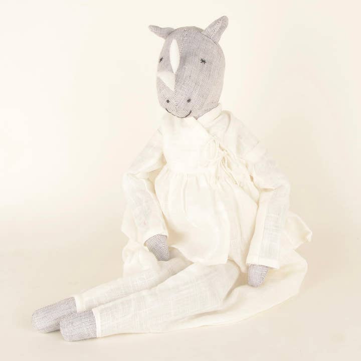 Ura the Rhino — Upcycled Plush Animal for wholesale by Silaiwali