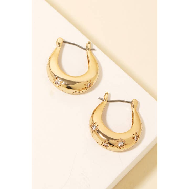 Anarchy Street - Wholesale Hoop Earrings - Star Engraved Graduated Hoop Earrings