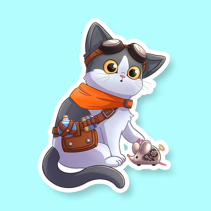 Artificer Class D&D Cat Sticker for wholesale by Riftgate