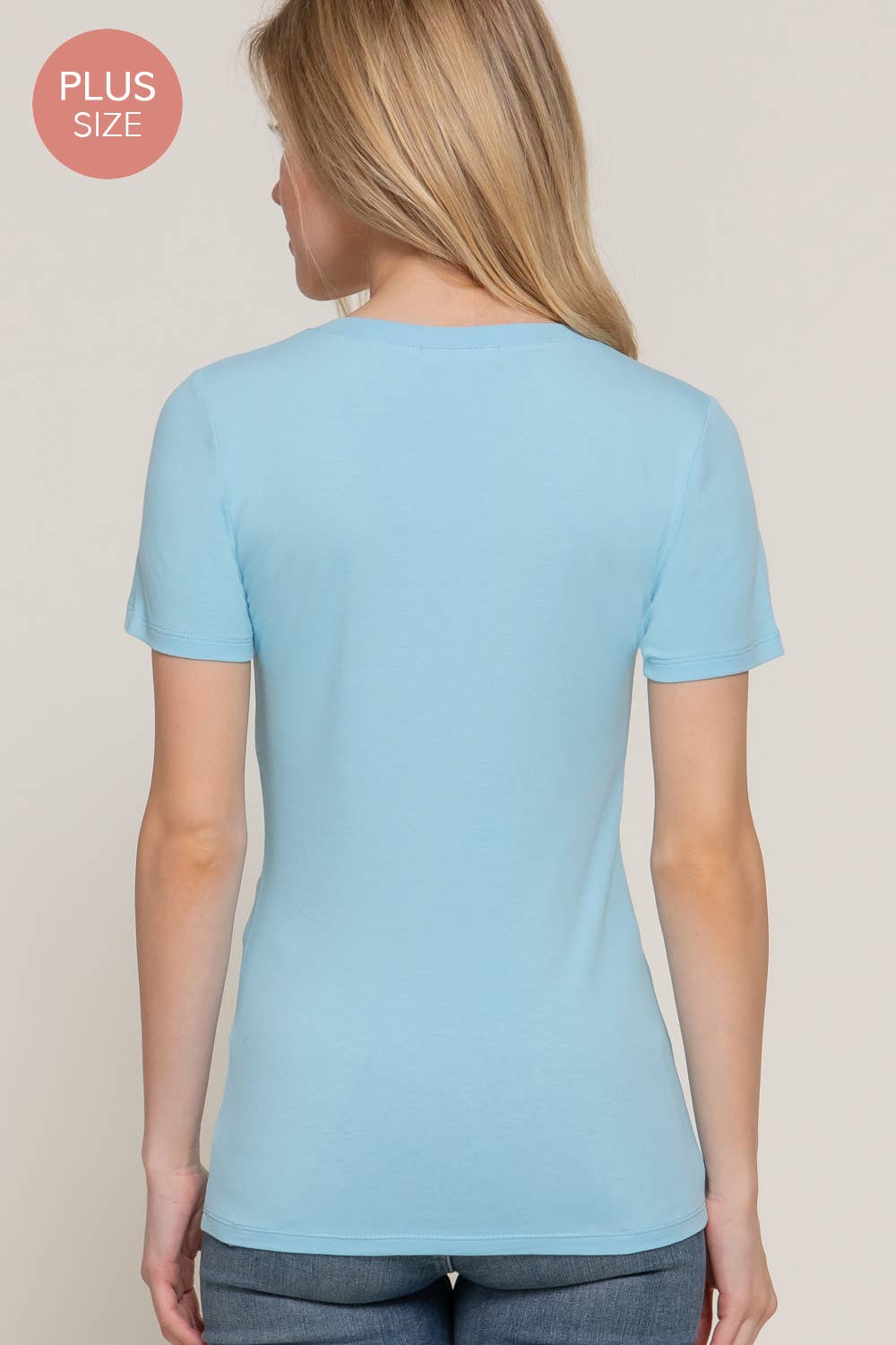 Active Basic | Active USA - Vente T-shirt – femme - [GRANDE TAILLE] Haut à manches courtes en jersey de coton à encolure dégagée24