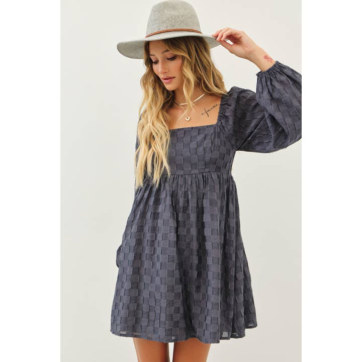 idem ditto - Wholesale Dress - Women's - TEXTURED SEMI-SHEER MINI DRESS WITH EMPIRE BUST
