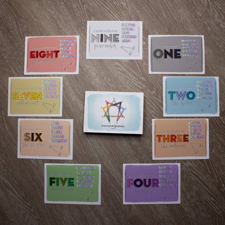 Enneagram Card or Enneagram Set of Cards for wholesale by Stone Donut Design, LLC