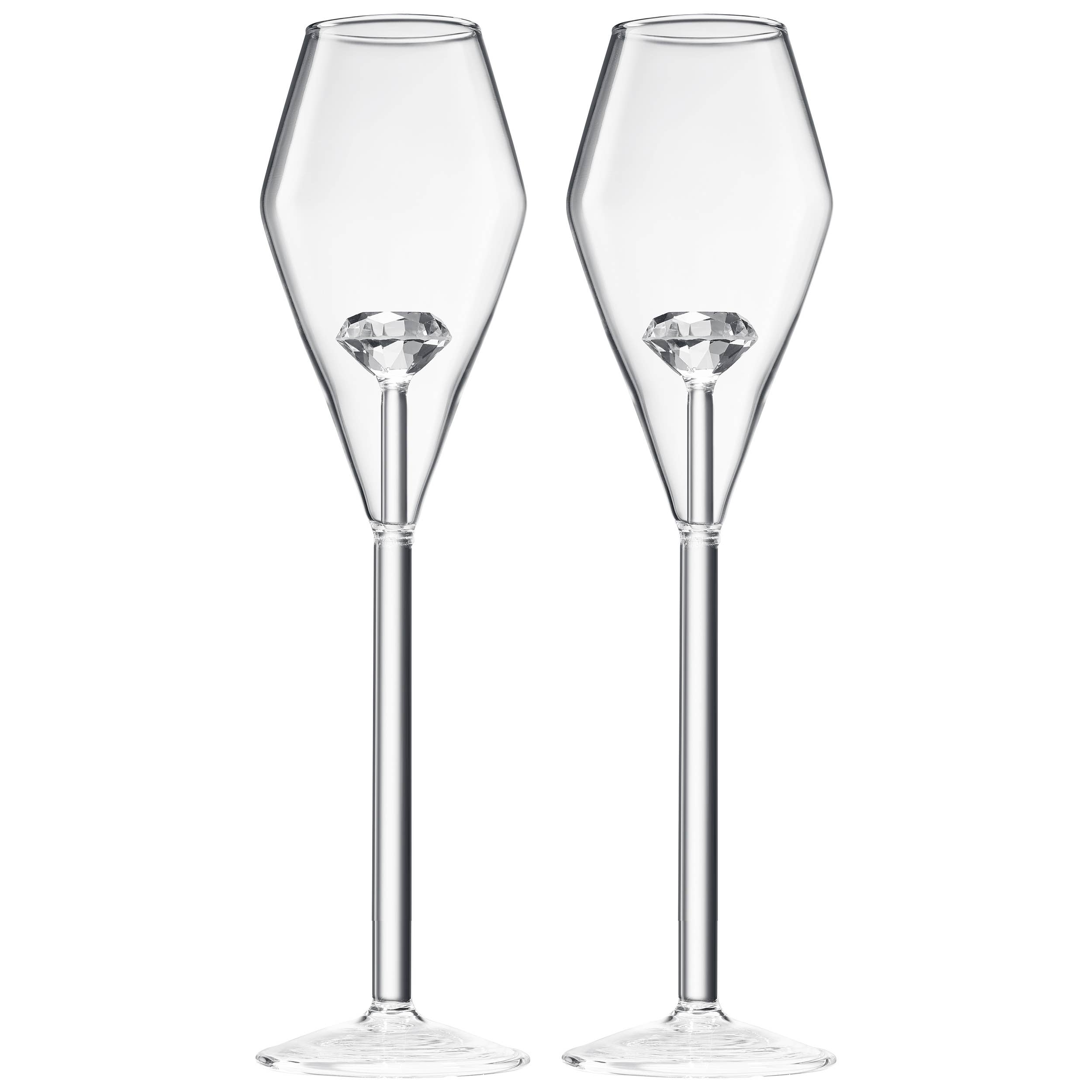 The Wine Savant /  Khen Glassware – Großhandel Champagnerflöten – Champagnerflöten für Braut| 2er-Set | Kristallförmig, 7 OZ6