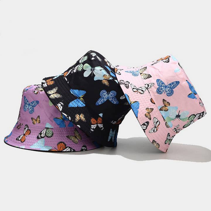 ACCITY - Wholesale Bucket Hat - Women's - COLORFUL BUTTERFLY PATTERN BUCKET HAT_CWAH16495