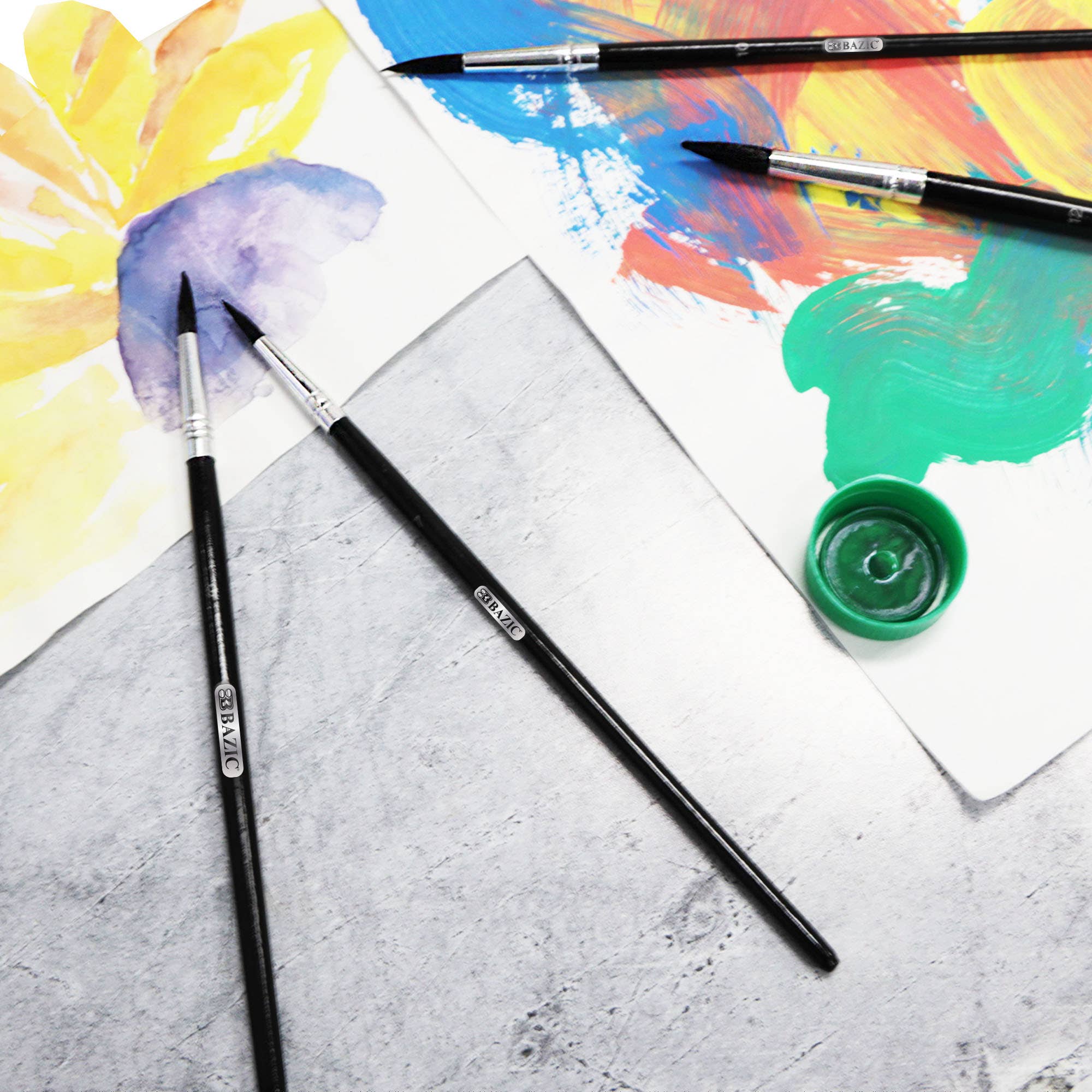 BAZIC Products - Vente Pinceaux à peinture/cire - Pinceau rond en poils naturels (12/paquet)5