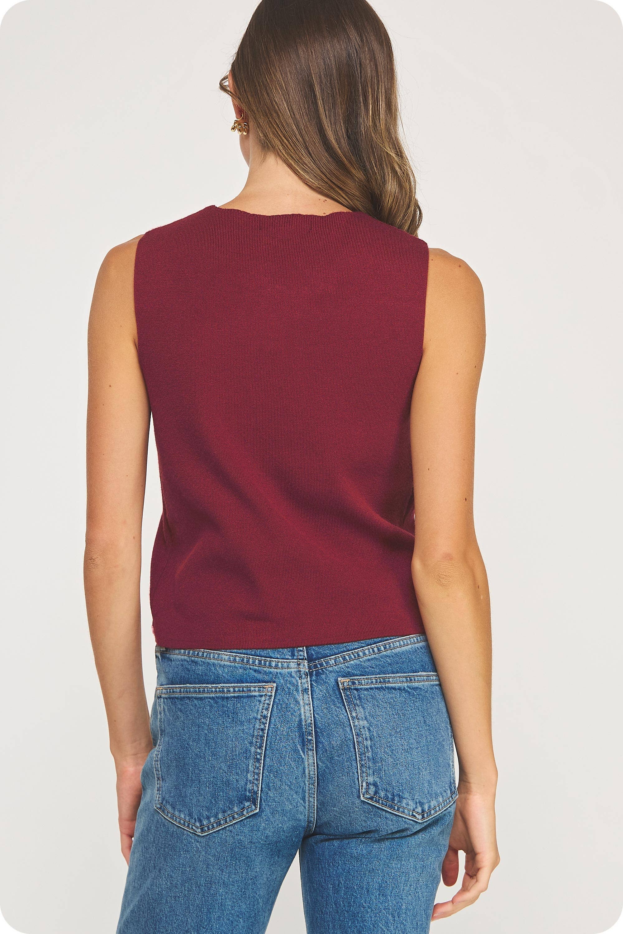 Strut & Bolt - Venta al por mayor Chaleco de abrigo - Mujer - Top sin mangas de punto con bordado floral25