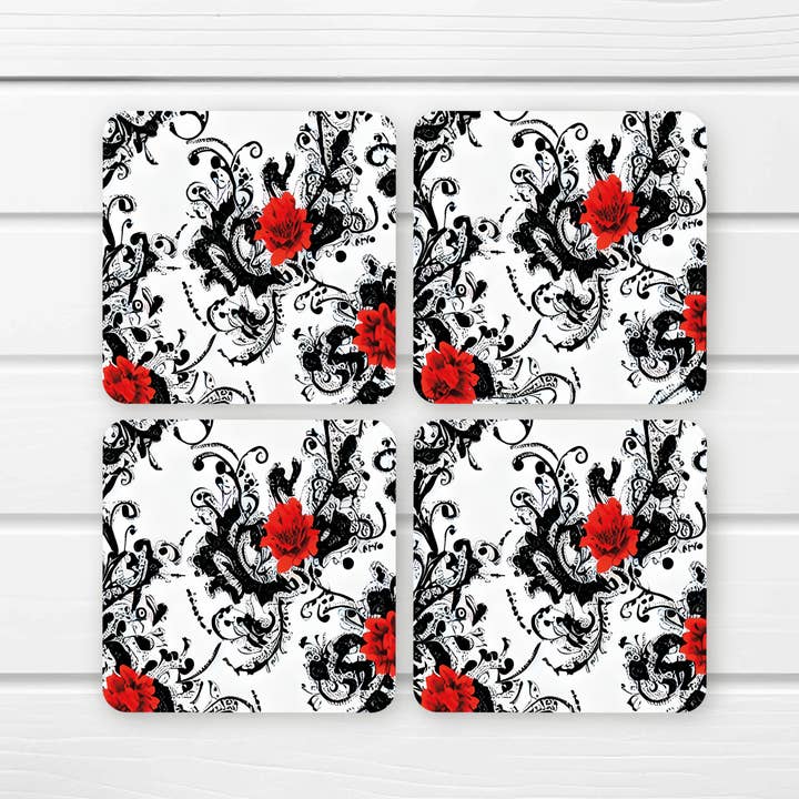 Beautifully Printed Fantasy Gothic Floral wooden Coasters for Stylish Home Décor for wholesale by simply creative