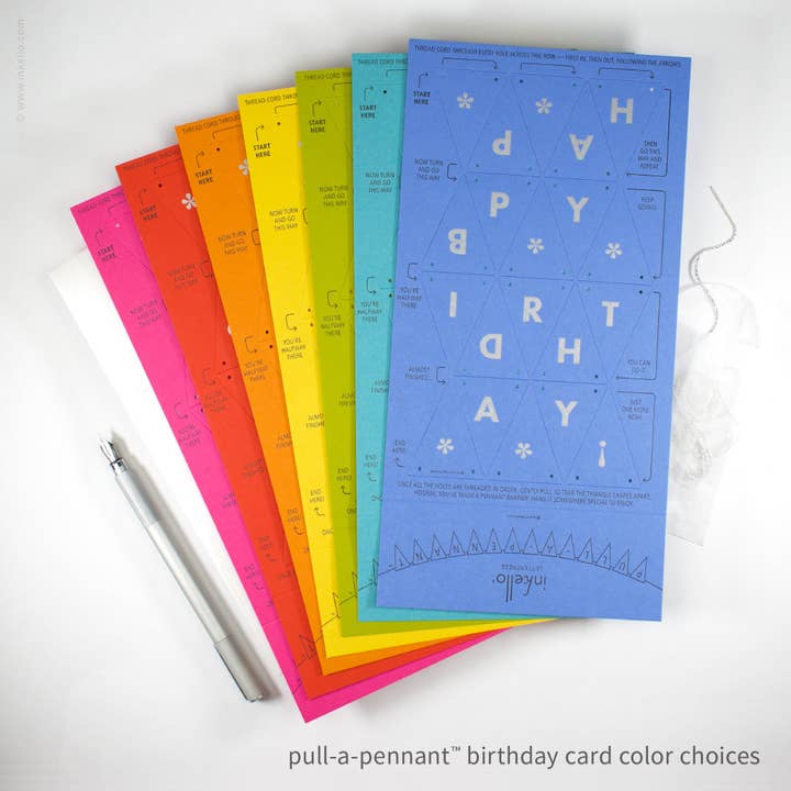 Inkello Letterpress - Wholesale Birthday Card - Birthday Pull-A-Pennant™ Greeting Card (#510)11