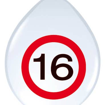 Globos para señales de tráfico de 16 cumpleaños - 8 piezas para venta al por mayor de Folat BV