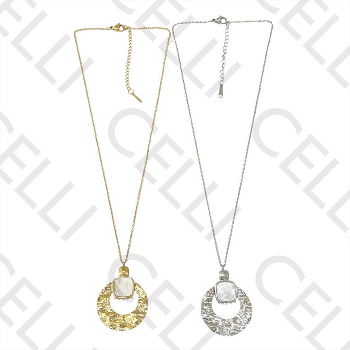 Steel Necklace - sun with mother-of-pearl for wholesale by Celli Biju