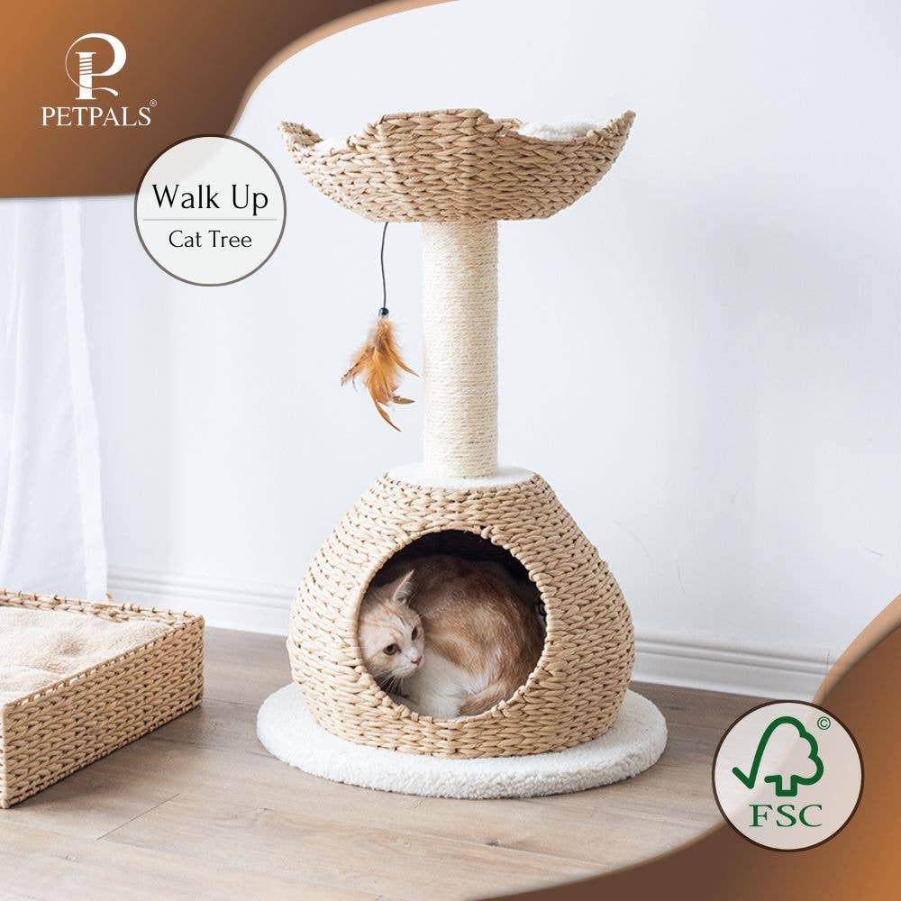 PetPals Group - Wholesale Pet Scratcher - Cat - PetPals Walk Up Cat Tree with Fleece Perch, Handwoven Basket4