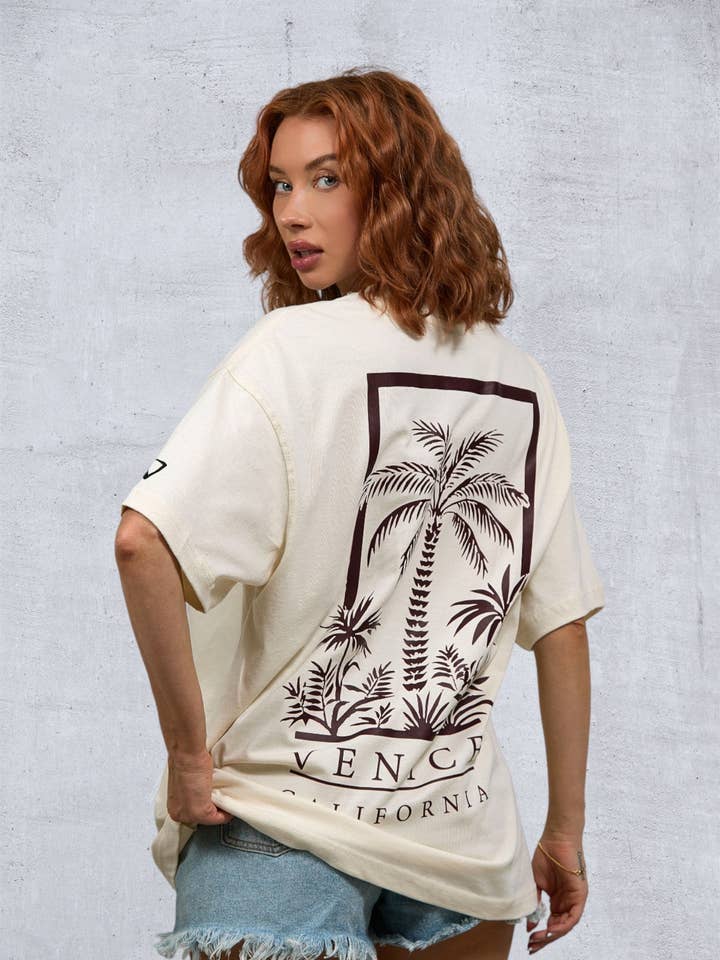 VENICE GARDEN Women oversized t-shirt for wholesale by Trio Urban