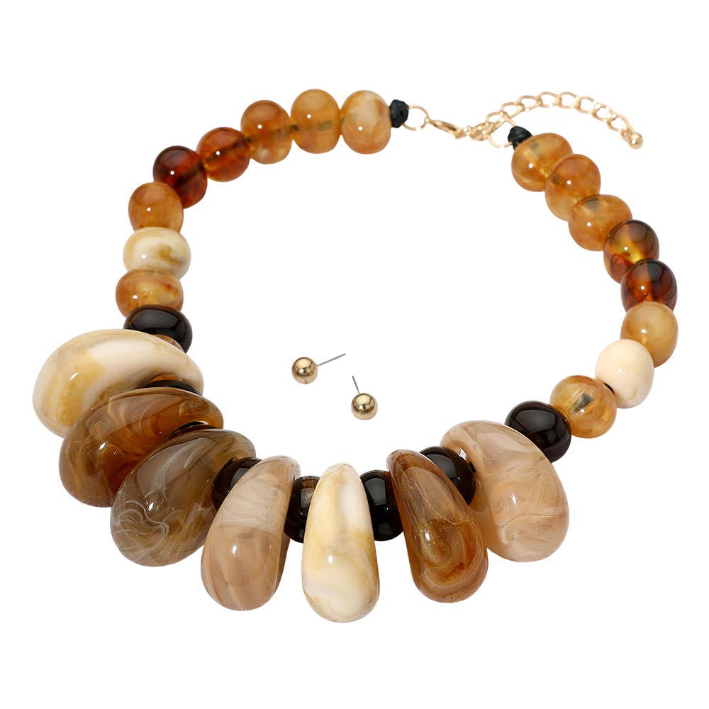 Sensibling Corp. - Vente Collier de perles - Collier à perles en résine marbrée et massive.3