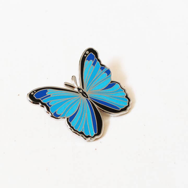 Wildship Studio - Wholesale Lapel Pin/Button - Blue Morpho Butterfly Enamel Pin2