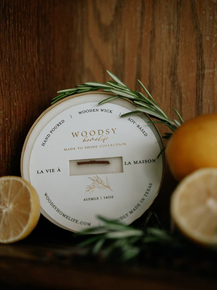 La Vie a La Maison - Vela de soja de latón macizo de 14 oz para venta al por mayor de Woodsy Homelife