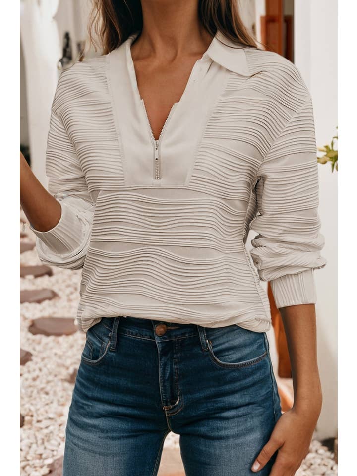 Little Daisy Closet - Wholesale Sweatshirt - Women's - LDC Solid V Neck Shift Fall Pullover Sweatshirt2