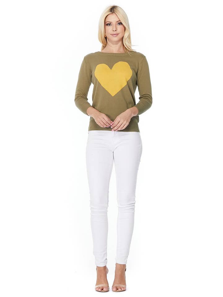 Mak - Vente Pull en maille – femme - Pull à col rond en chenille à manches 3/4 en forme de cœur MK359529