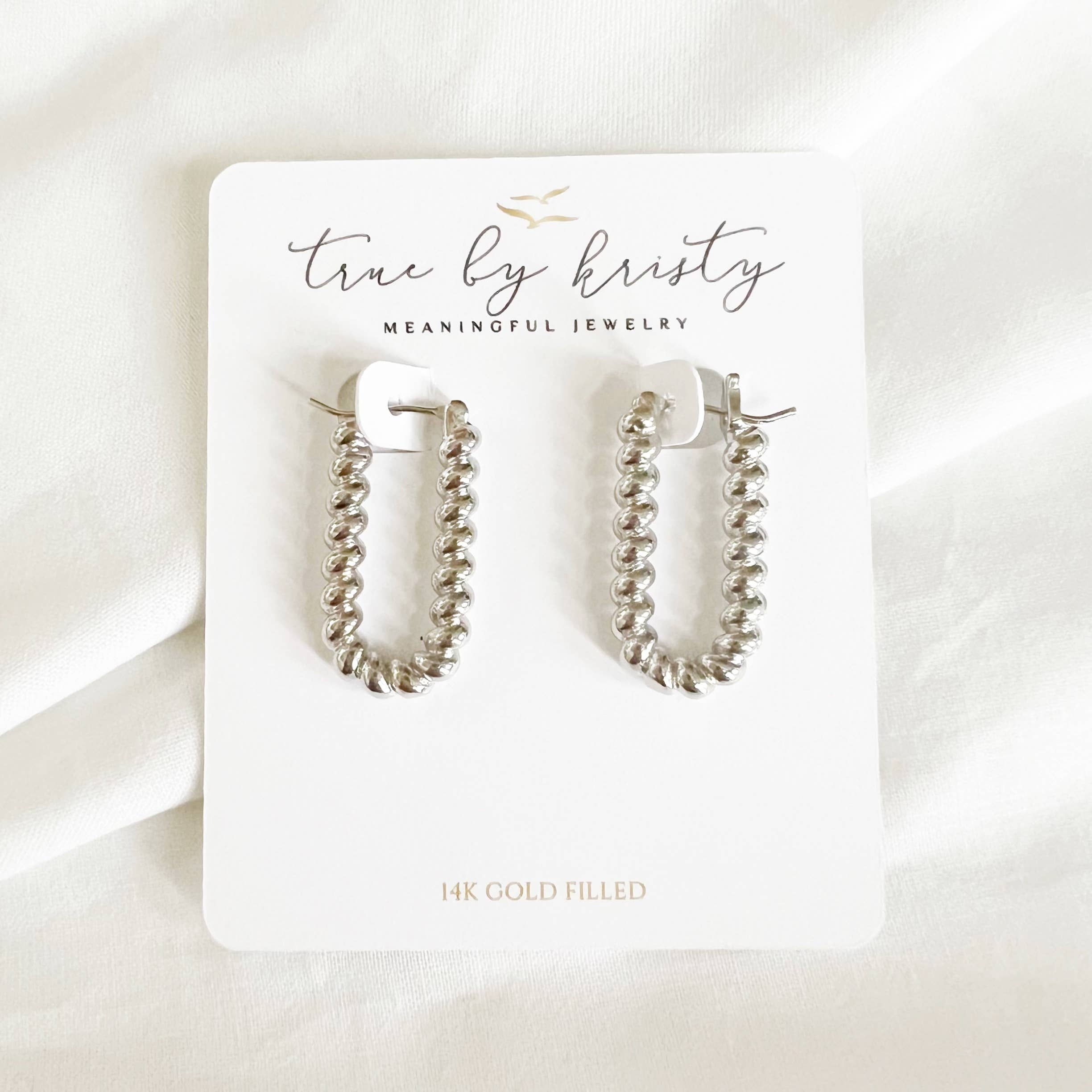 True by Kristy Jewelry - Wholesale Hoop Earrings - Dockside Croissant Hoops Earrings Silver White Gold Filled1