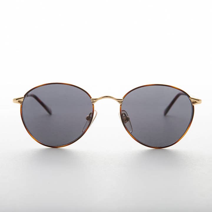 Gold Round Preppy Classic Metal Vintage Sunglass - Kelsey for wholesale by SUNGLASS MUSEUM