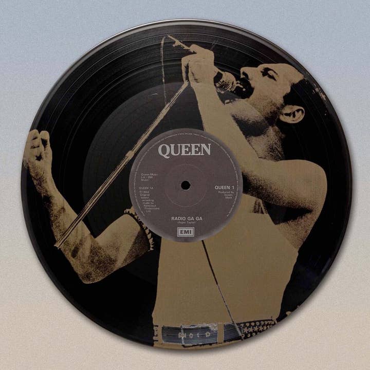 Gold Record Outlet - Wholesale Wall Accent - Freddie Murcury Radio Gaga 12" Black Vinyl Lp Laser Etched W