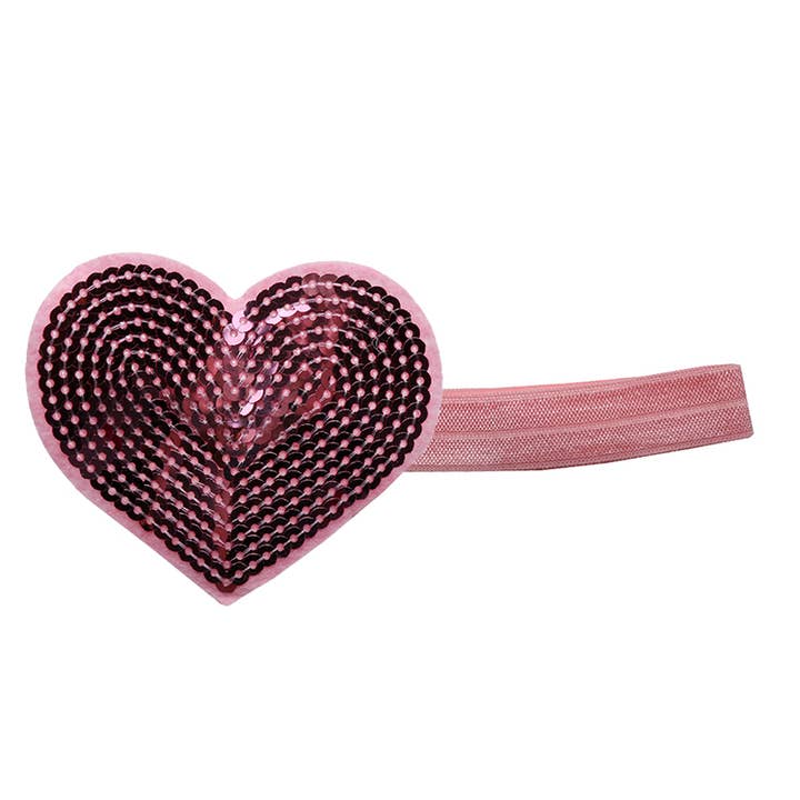 Large Sequin Heart Soft Headband for wholesale by Sparkle Sisters by Couture Clips