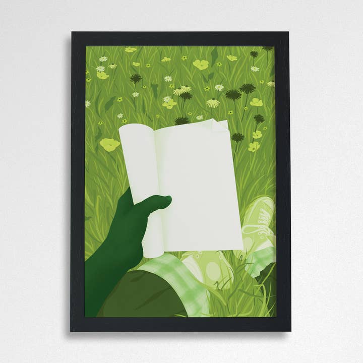 Reading in the Garden - Bookish POV Art Print for wholesale by Bookishly (US Duties Paid)