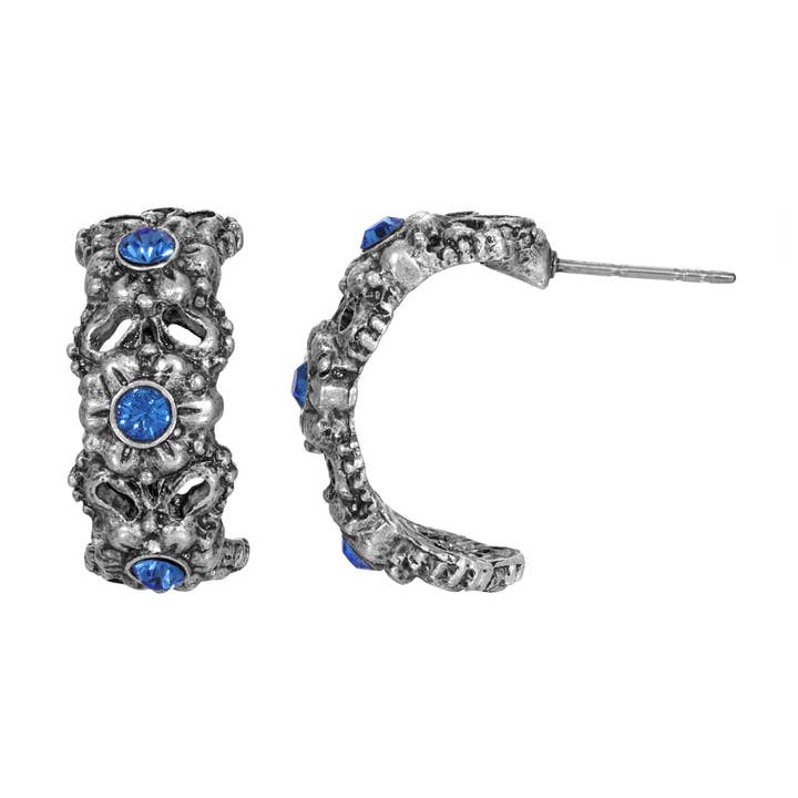 1928 Jewelry Half Hoop Blumen-Kristall-Ohrringe im Antik-Look für den Großhandel von 1928 Jewelry