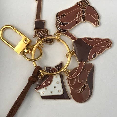 Miss DJ Angel - Wholesale Keychain - Women's - Rodeo country keychain, country girl keychain, bull head charm, boots and western scarf pendant, country dancer gift4