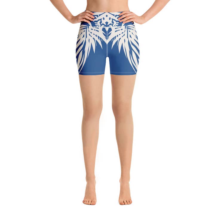 Tiger Power Up sports shorts in Classic Blue & White for wholesale by Natascha van Es Fingerprint Art