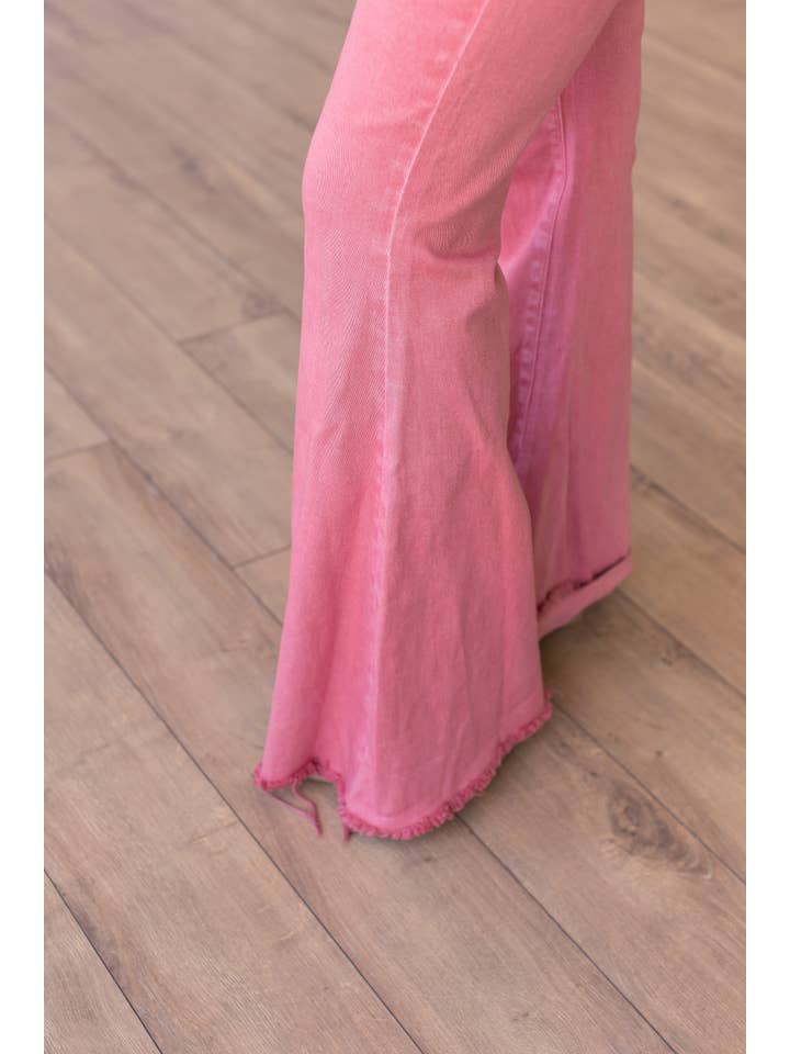 The Stacey Pink Denim Bell Bottoms for wholesale on Faire
