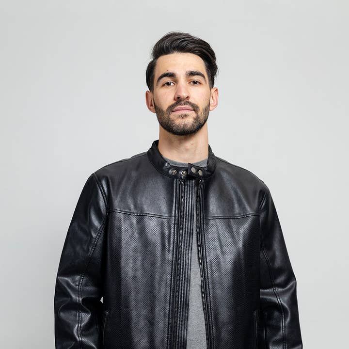 Oliver Men's Vegan Faux/Perforated Leather Jacket for wholesale by USA Leather Shop