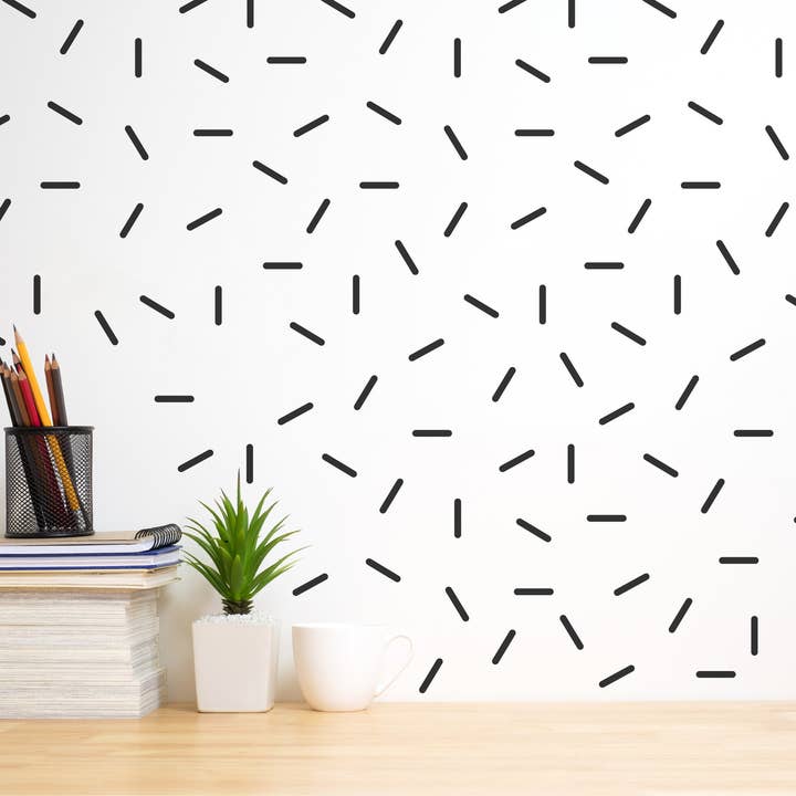 Packung mit 250 Wandaufklebern in Schwarz, skandinavische Spielzimmer-Wanddekoration, Wandaufkleber, Kinderzimmer-Wandsticker, moderne Wandkunst. für den Großhandel von Decals Online